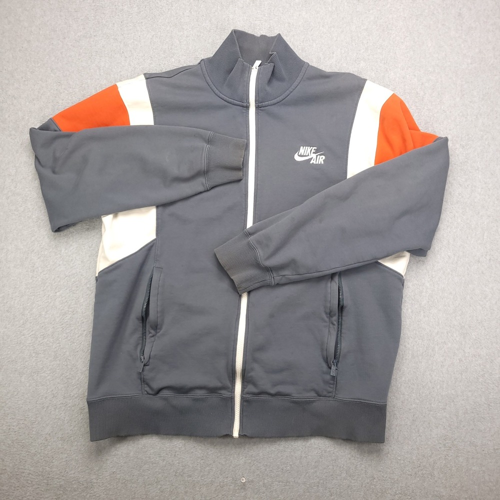Y2K Nike Air Track Jacket Full Zip Red Tag Mens XL Gray White Orange Athletic